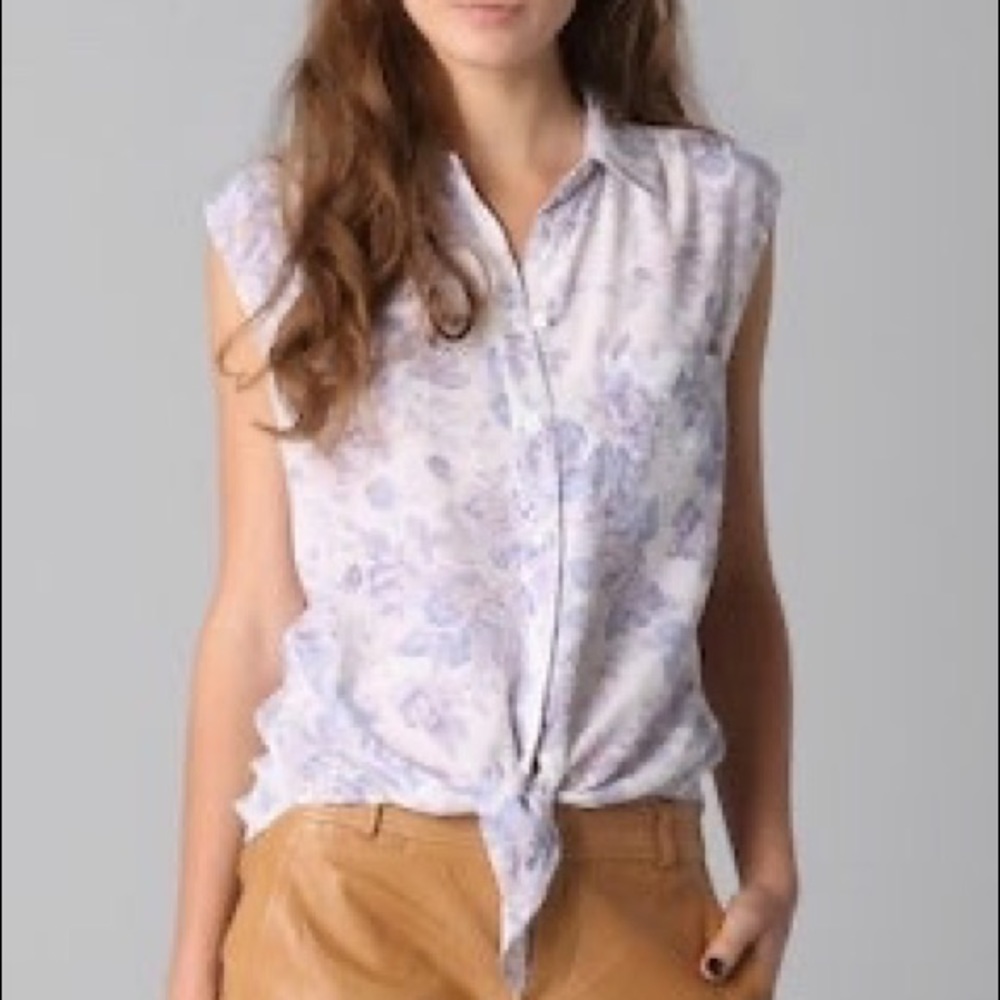 Equipment Femme ‘Diem’ Tie Front  sleeveless top L